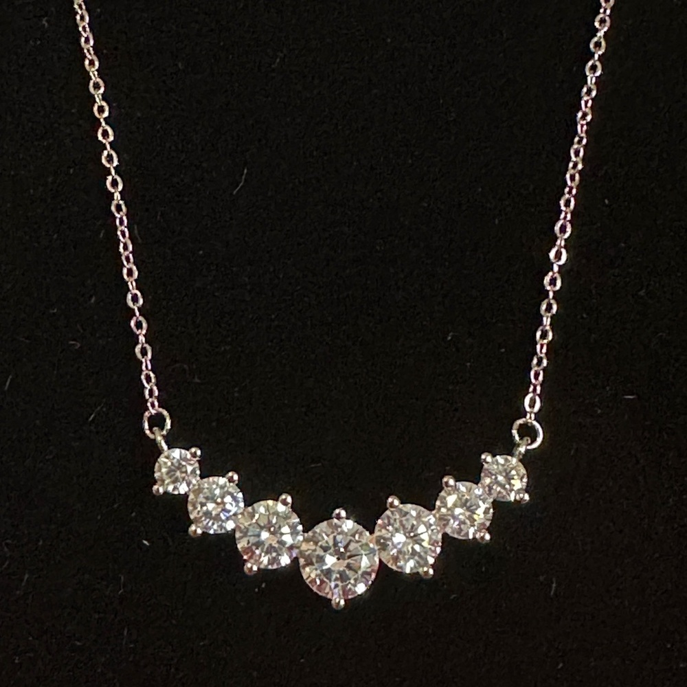 Sterling Silver Necklace with Moissanite Sparkling Stones - Picture 1 of 1